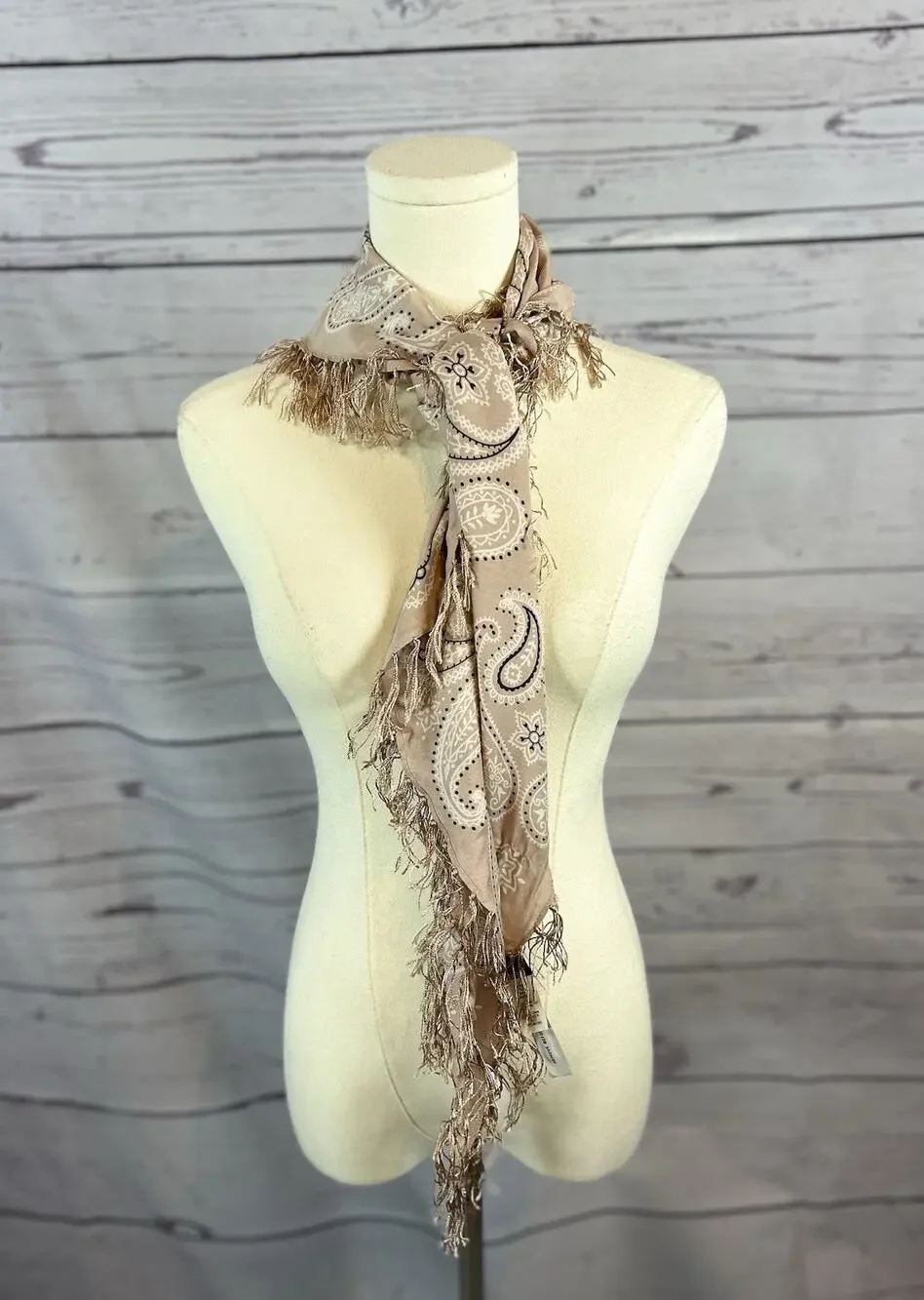 Madewell Mauve Paisley Bandana Fringe Scarf Shawl Silk Blend NWT Diamond Shape